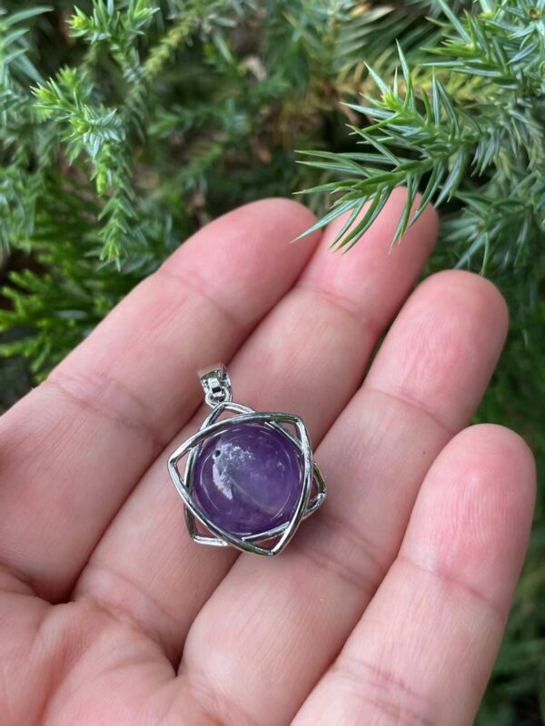 crystal necklace pendant,Natural Gemstone Sphere Round Ball Crystal Energy Healing Charm - Image 4