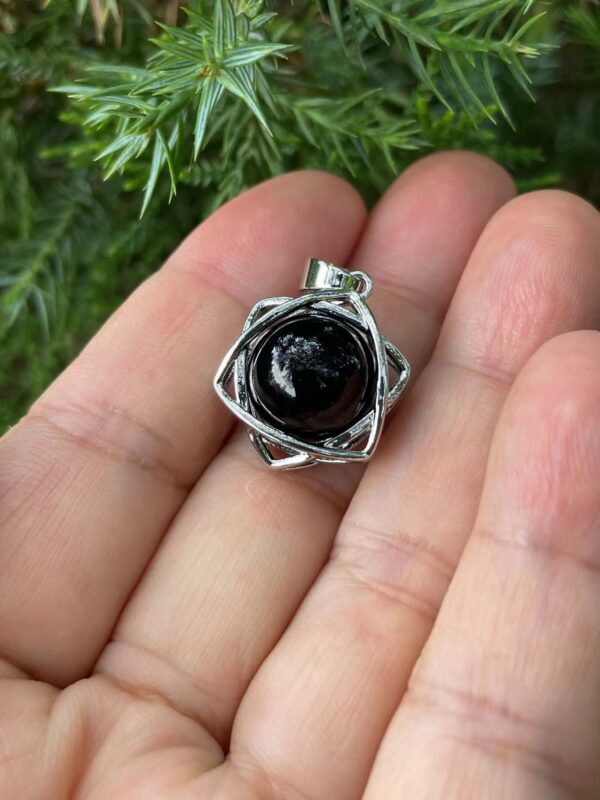 crystal necklace pendant,Natural Gemstone Sphere Round Ball Crystal Energy Healing Charm - Image 2