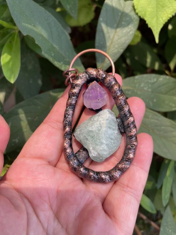 Antique Copper Crystal Pendant