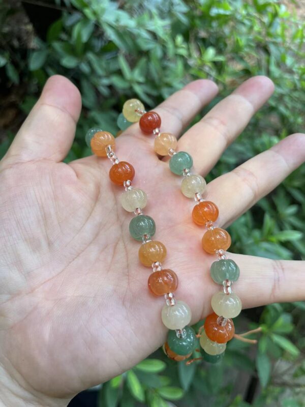 pumpkin  aventurine crystal beads，hand carved stone beads - Image 3