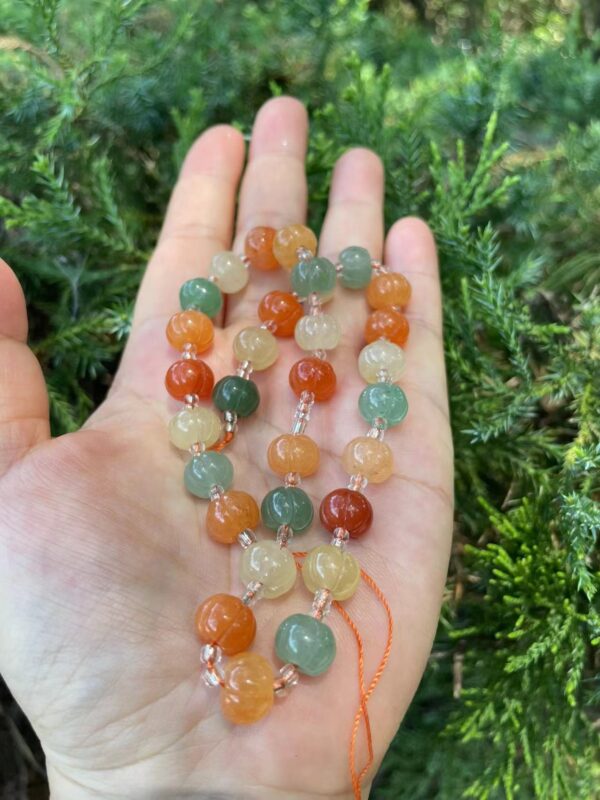 pumpkin  aventurine crystal beads，hand carved stone beads - Image 8