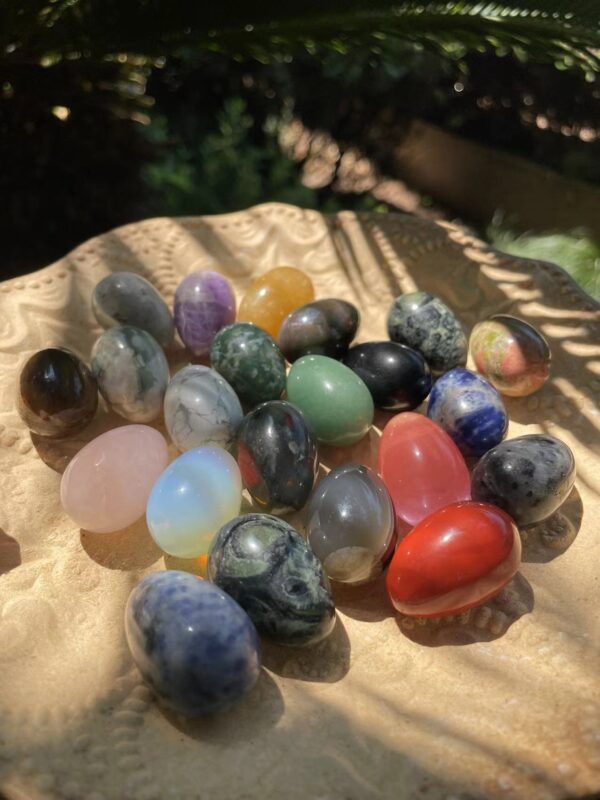 Palm stone crystal eggs for stress relief