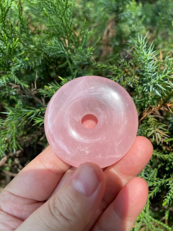 Natural rose quartz donut pendant