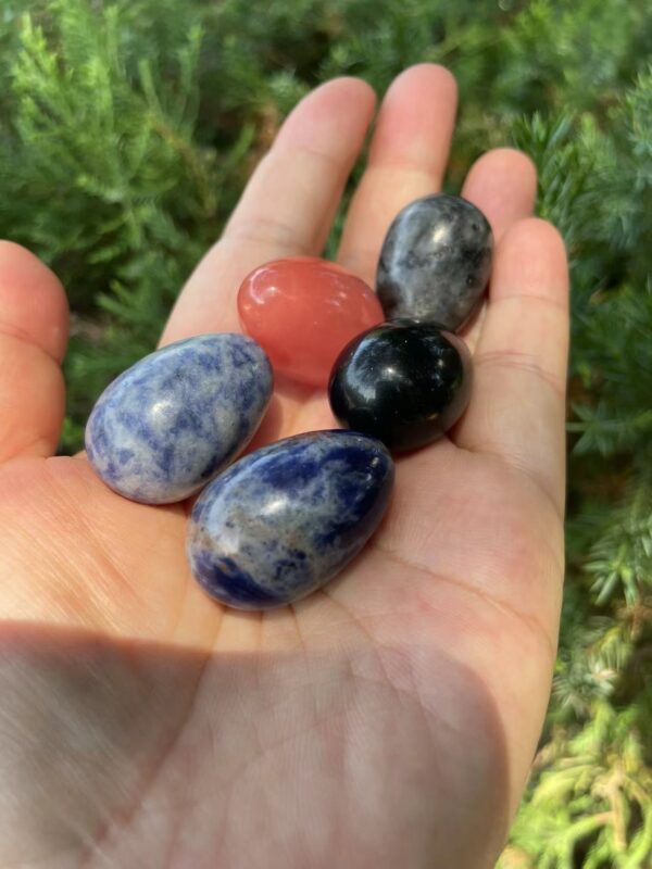 Hand-carved gemstone eggs