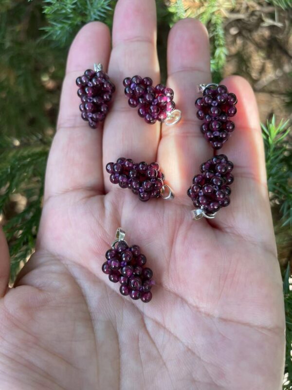 Handmade garnet cluster pendant