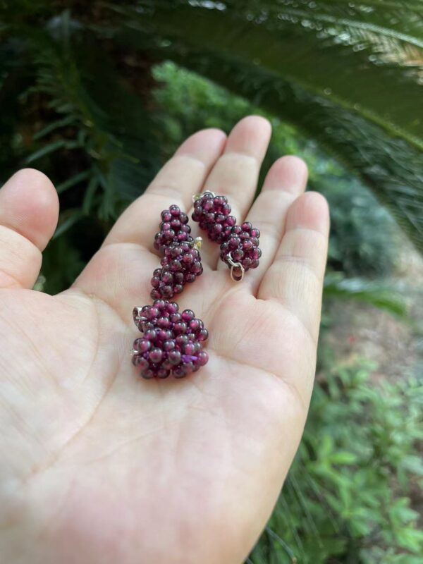 Raw garnet grape pendant