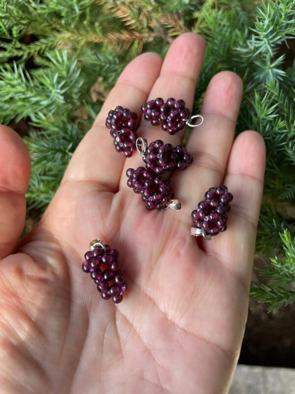 Garnet druzy grape necklace