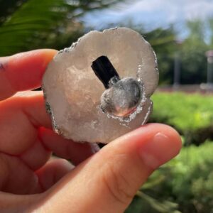 geo crystal pendants silver