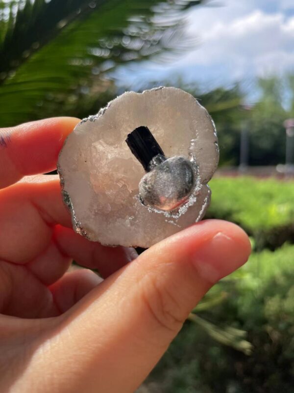 geo crystal pendants silver