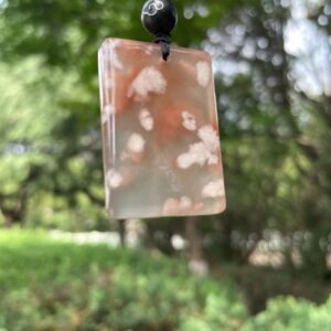 Rectangle cherry blossom agate necklace