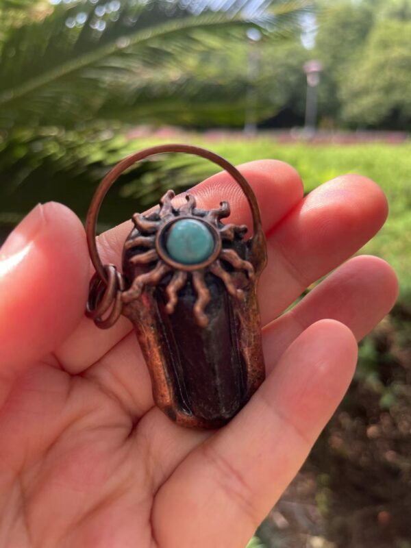 Antique Copper Solder Raw Natural Black Tourmaline Pendan